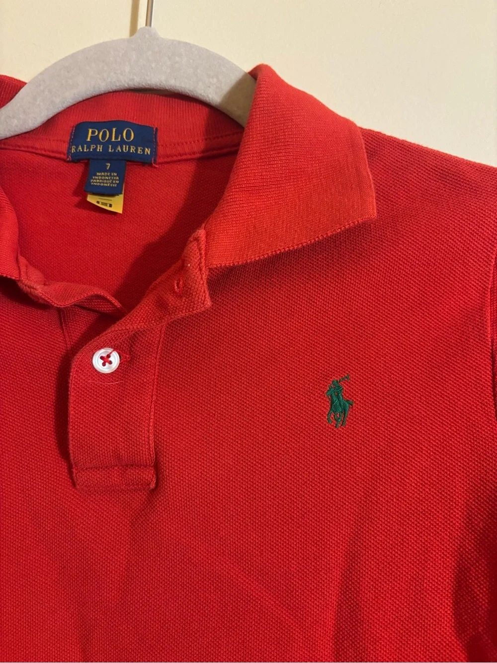 Polo by Ralph Lauren Boy's Long-Sleeve Burnt Orange Polo Shirt Cotton Pique sz 7